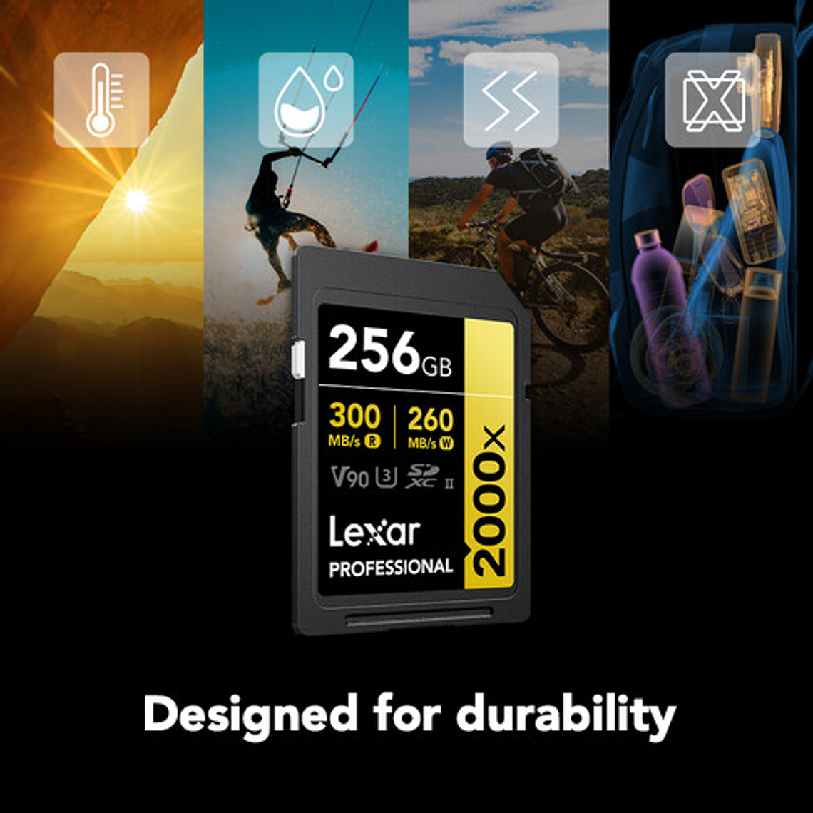  Lexar Professional de 256 GB, 2000x, UHS-II SDXC 3