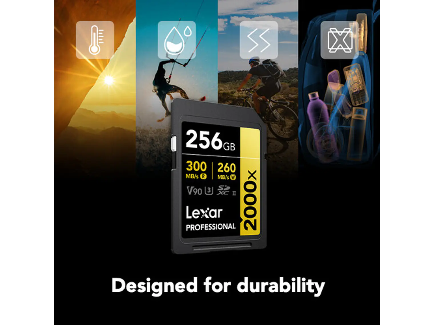  Lexar Professional de 256GB, 2000x, UHS-II SDXC 3