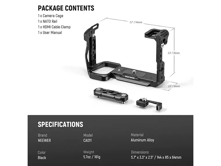 Neewer Jaula para Camara FX3/FX30 con Abrazadera 9