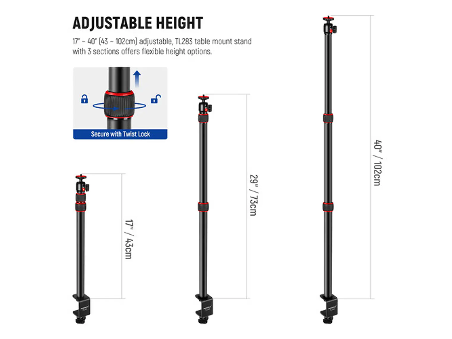 Neewer Soporte de Escritorio TL283 para Cámara 2