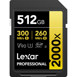Tarjeta de memoria LEXAR 512GB 2000x SDXC UHS-II 300/260mbs V90 8K