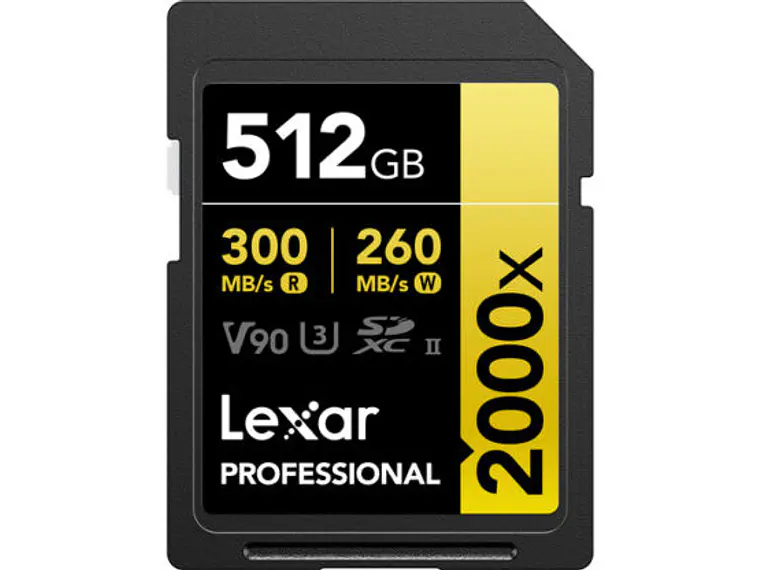 Tarjeta de memoria LEXAR 512GB 2000x SDXC UHS-II 300/260mbs V90 8K 1