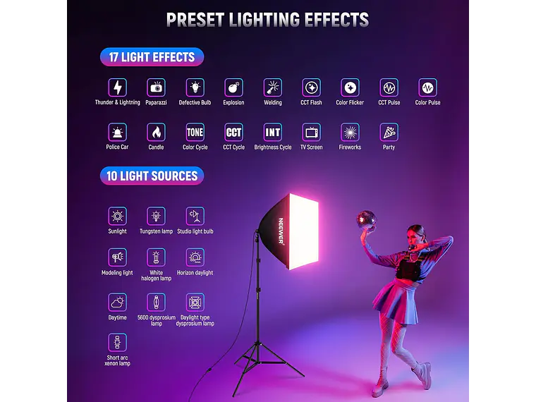 Neewer Kit Softbox LED RGB 24W NK800 4