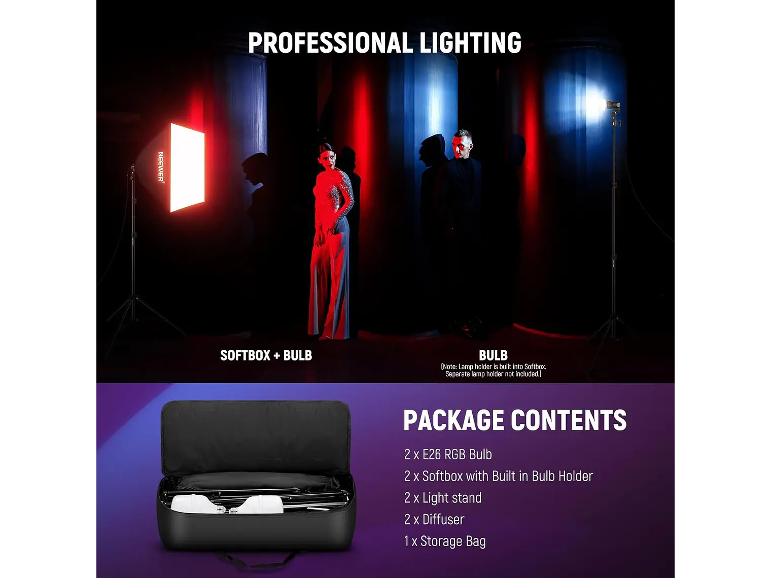 Neewer Kit Softbox LED RGB 24W NK800 5