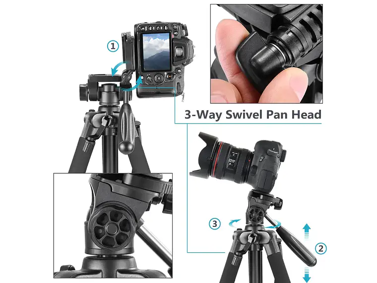 Trípode Aluminio Neewer SAB234 142 cm con Cabezal Panorámico 5