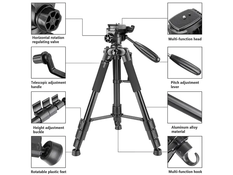 Trípode Aluminio Neewer SAB234 142 cm con Cabezal Panorámico 6