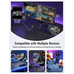 LEMORELE AC12 Capturadora de Video 1080P + HUB USB-C