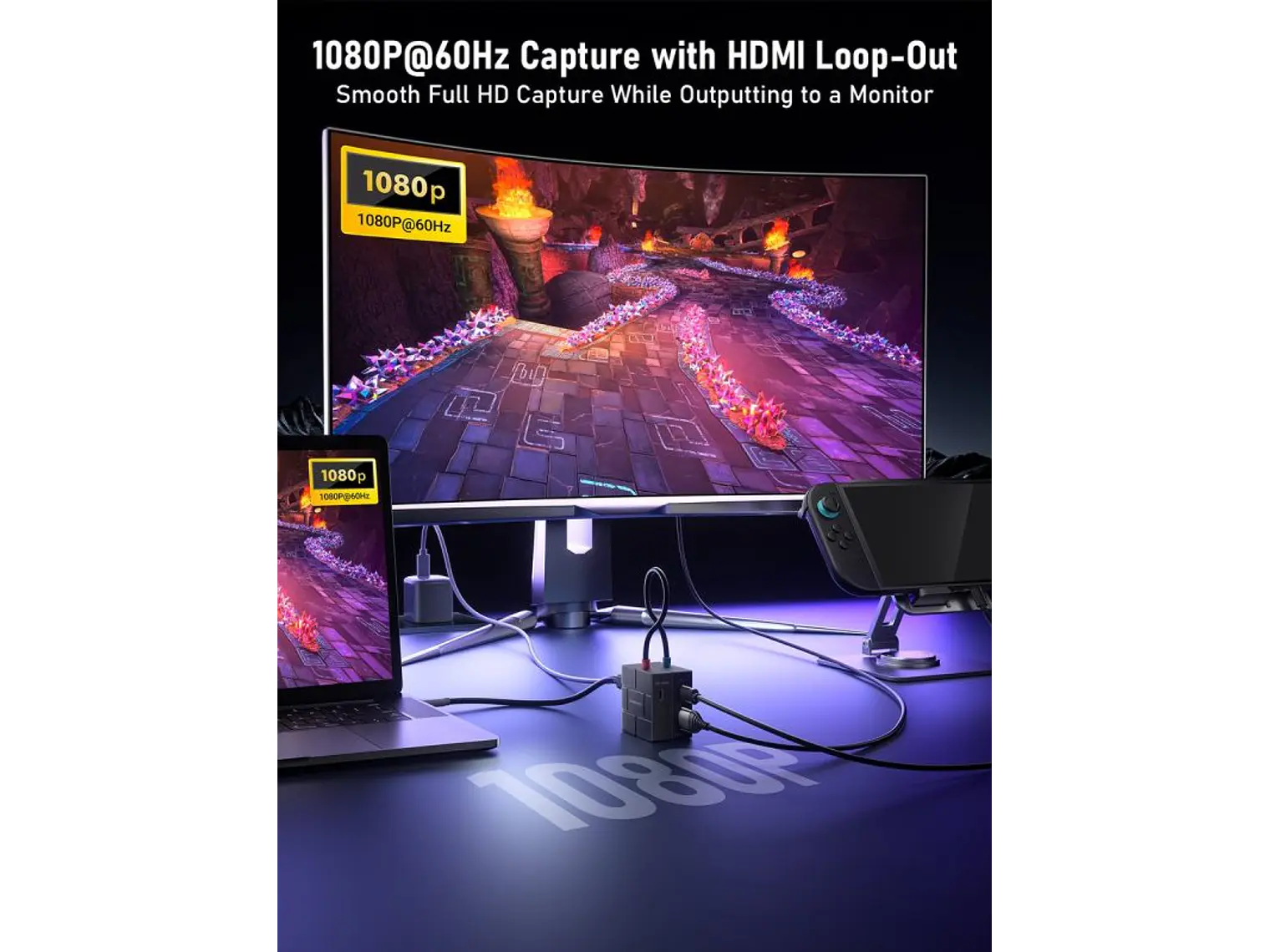 LEMORELE AC12 Capturadora de Video 1080P + HUB USB-C 3