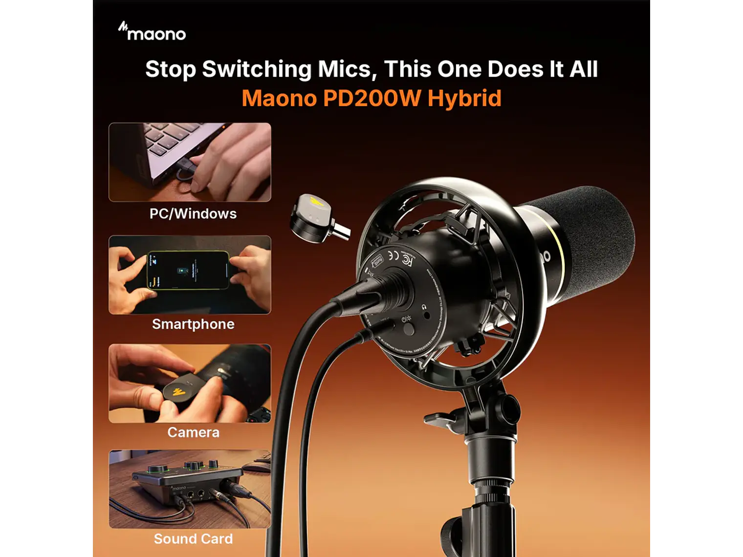 Maono Microfono Dinamico PD200WT XLR USB 5