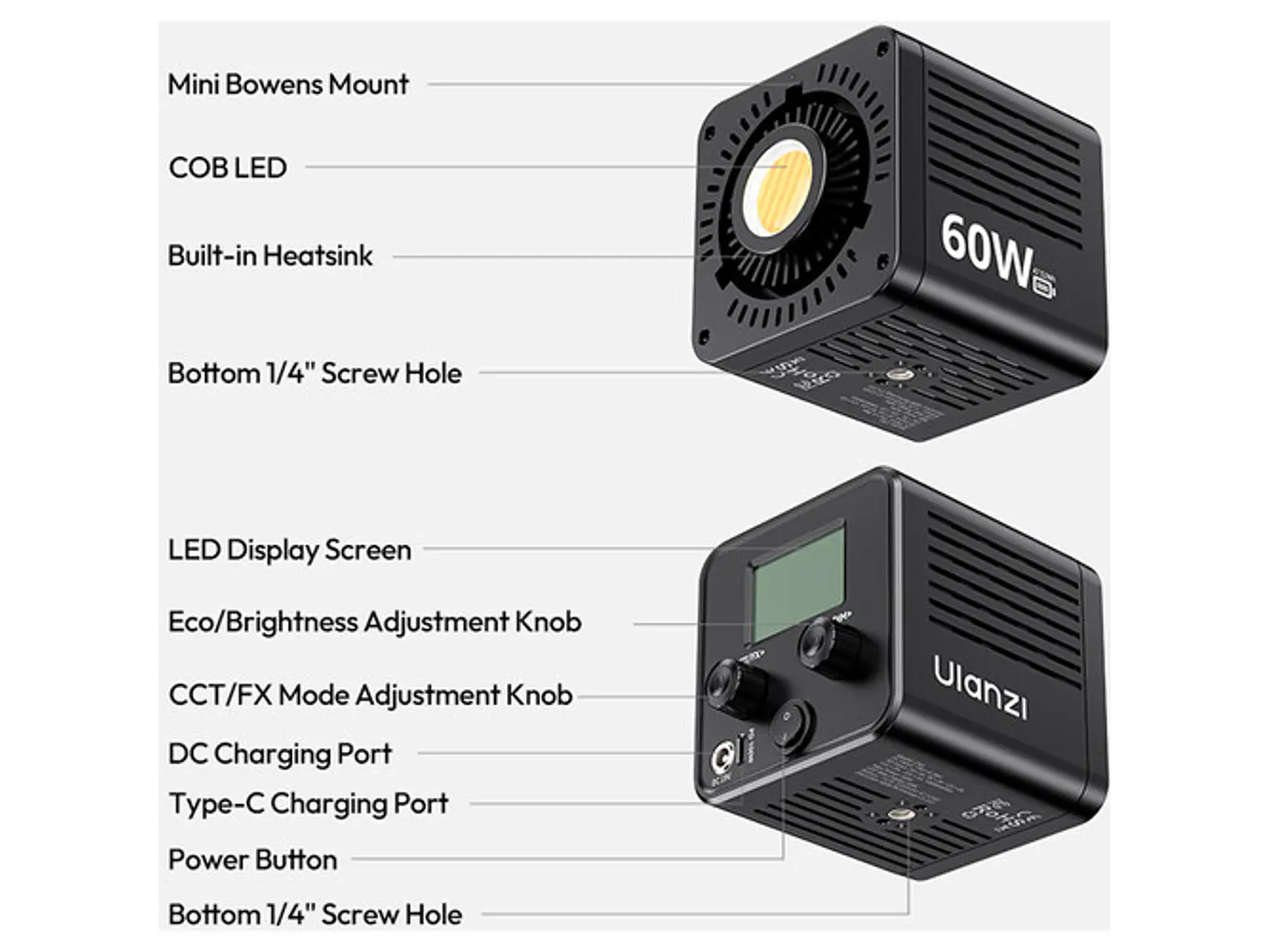 Ulanzi C60 60W Bi-Color Luz Para Video 9