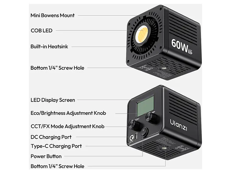 Ulanzi C60 60W Bi-Color Luz Para Video 9