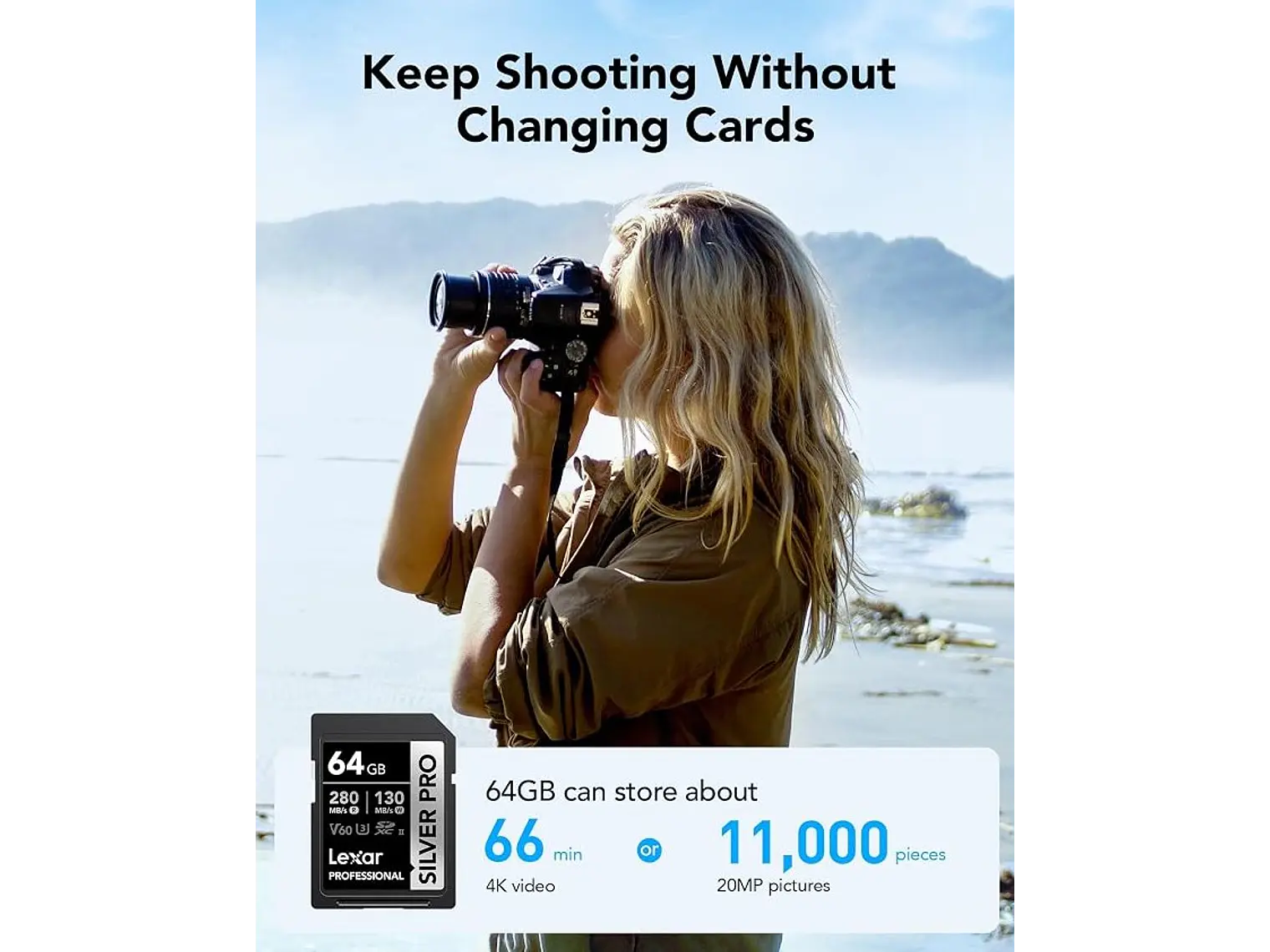Lexar 64GB Silver Pro SDXC UHS-II V60 280/130mb 3