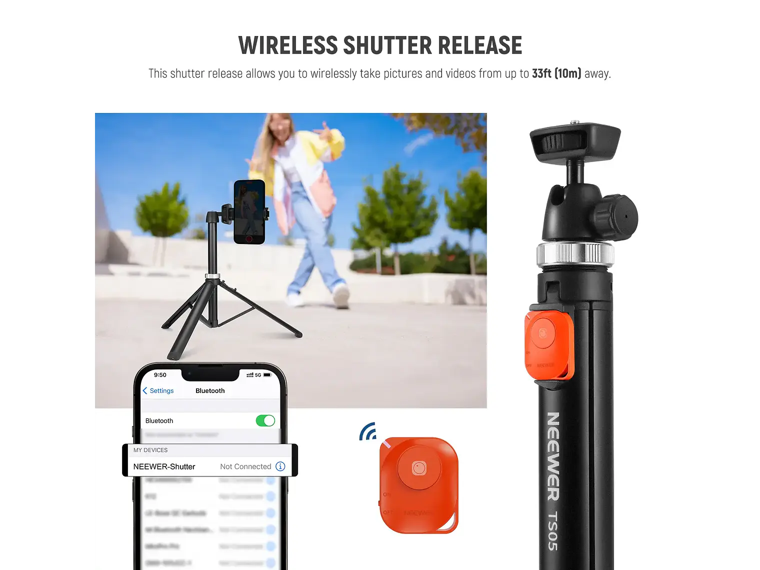 Trípode de Viaje Neewer TS05 160 cm para Teléfono y Cámara 2