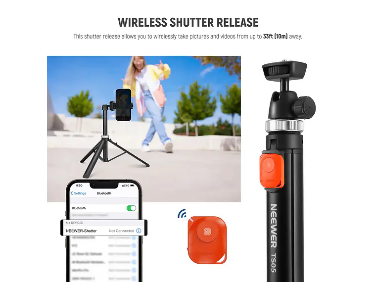 Trípode de Viaje Neewer TS05 160 cm para Teléfono y Cámara 2