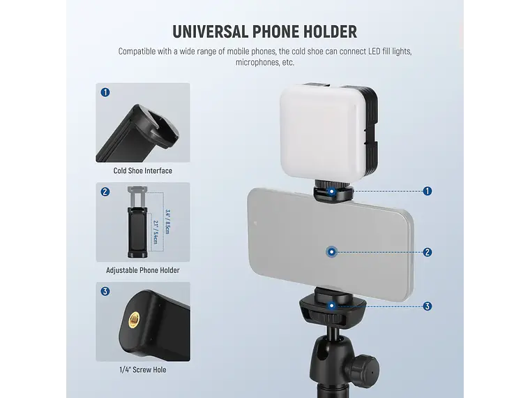 Trípode de Viaje Neewer TS05 160 cm para Teléfono y Cámara 4