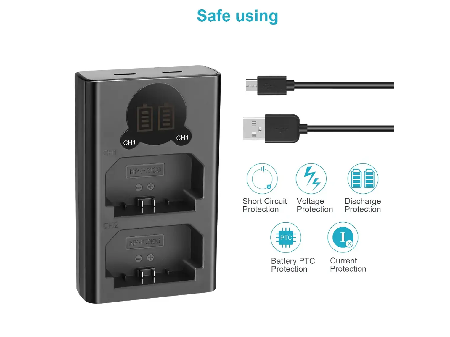 Cargador Dual USB Neewer para Baterías NP-FZ100 3