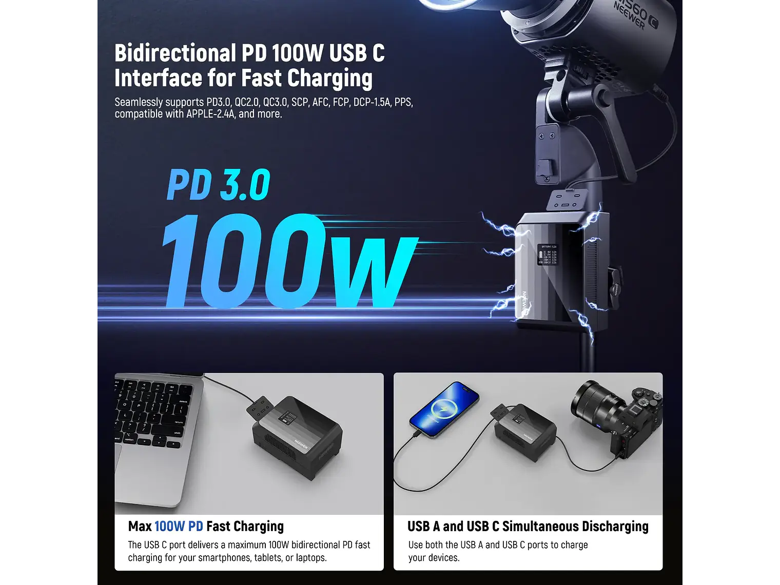 Batería Mini V-Mount Neewer PS099EP 6800mAh 99Wh 7