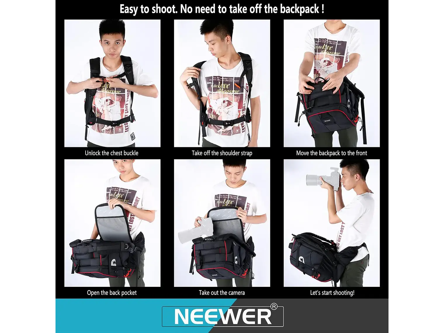 Neewer Mochila 30L Negra para Cámara y Dron 8