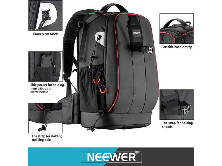 Neewer Mochila 30L Negra para Cámara y Dron 3