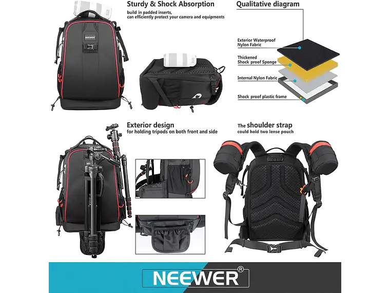 Neewer Mochila 30L Negra para Cámara y Dron 4