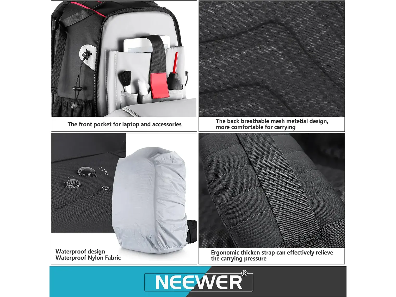 Neewer Mochila 30L Negra para Cámara y Dron 6