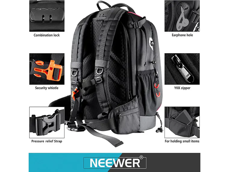 Neewer Mochila 30L Negra para Cámara y Dron 7