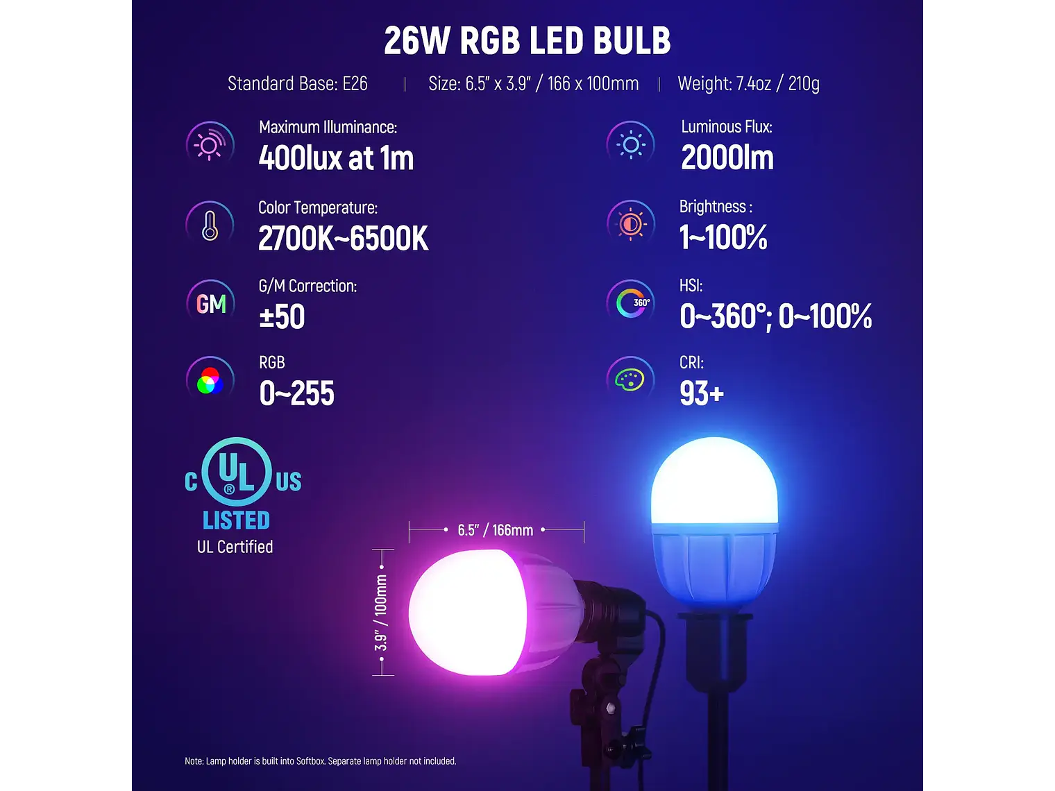 Kit de iluminación NEEWER NK800 de 60x60cm con softbox RGB 2