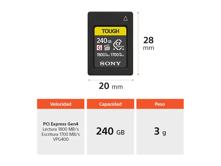 Tarjeta de memoria CFexpress 240GB Tipo A de la serie CEA-G 2