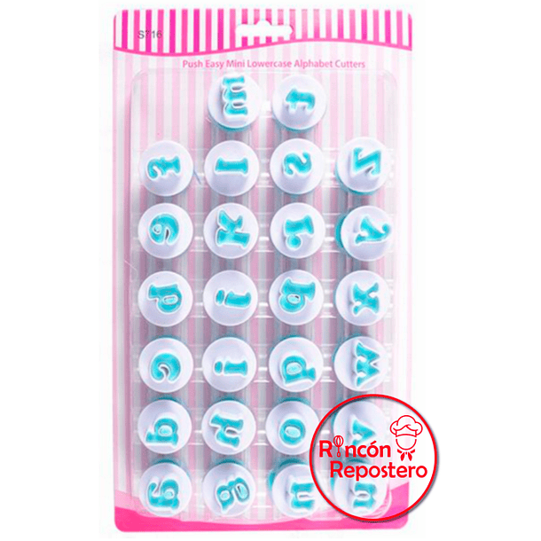 Cortadores letras Abecedario Minúsculas con Expulsor 26 piezas 
