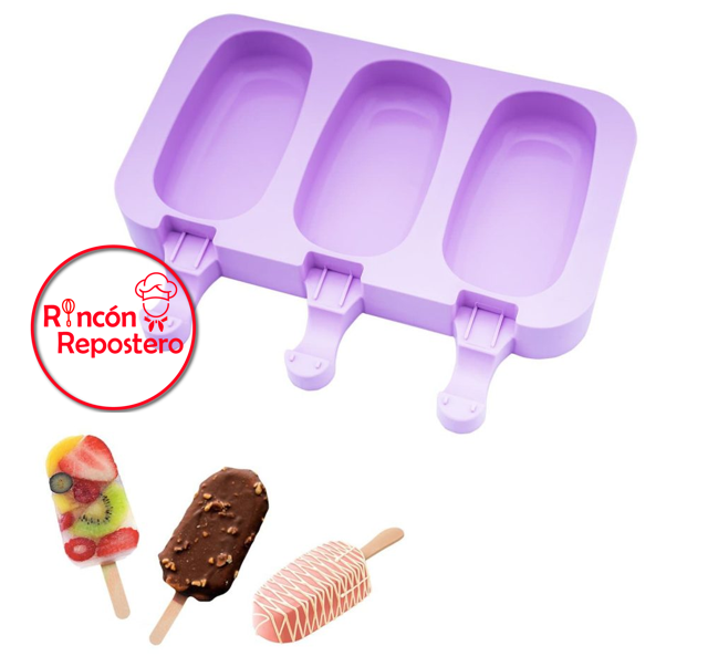 Molde de silicona para barra de helado, color blanco, 3 cavidades en forma  de corazón, moldes de silicona para paletas, chocolate congelado, bandeja