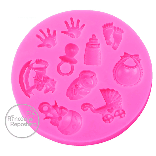 Molde de silicona Baby Shower manitos y varios 
