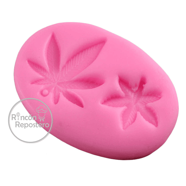 Molde silicona 2 hojas Cannabis 
