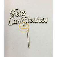 Cake Topper Feliz Cumpleaños blanco