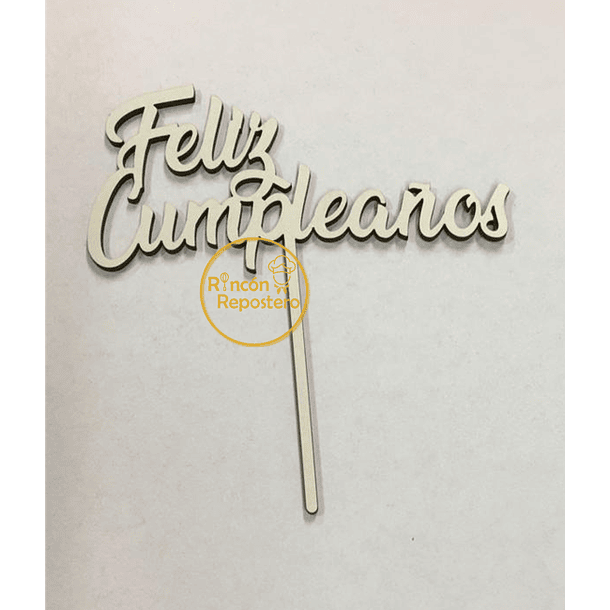 Cake Topper Feliz Cumpleaños blanco 