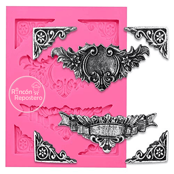 Molde silicona decoración 6 Filigranas/ barroco 