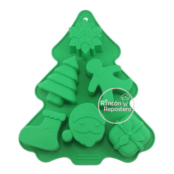 Molde silicona Pino con figuras Navidad 6 cavidades 