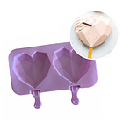 Molde Cakesicle / Helado Silicona Corazón Geométrico 2 Cavidades 2