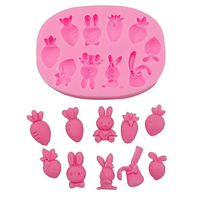 Molde silicona Conejos y Zanahorias