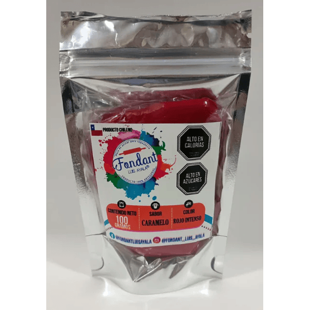 Fondant Artesanal Rojo Intenso 100[g] sabor Caramelo 