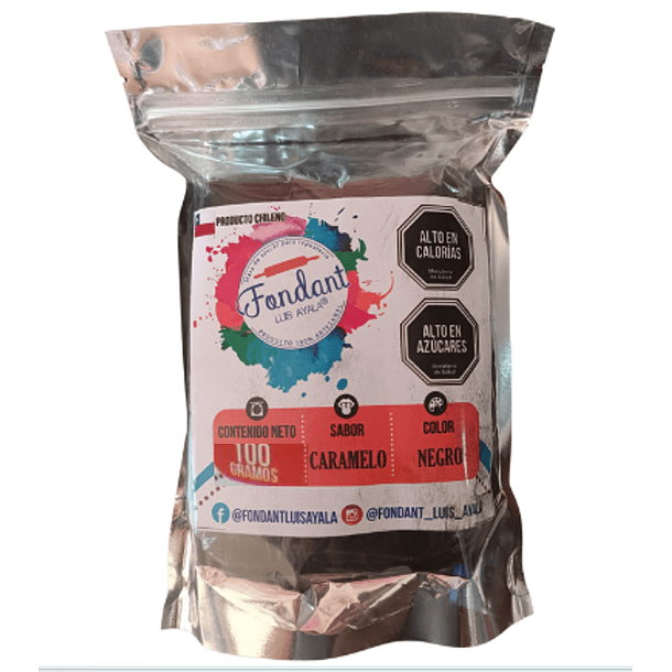 Fondant Artesanal Negro 100[g] sabor Caramelo 