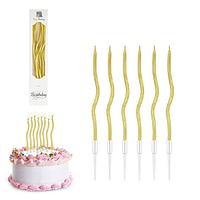 Velas onduladas Doradas 12 unidades