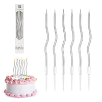 Velas onduladas Plateadas 12 unidades