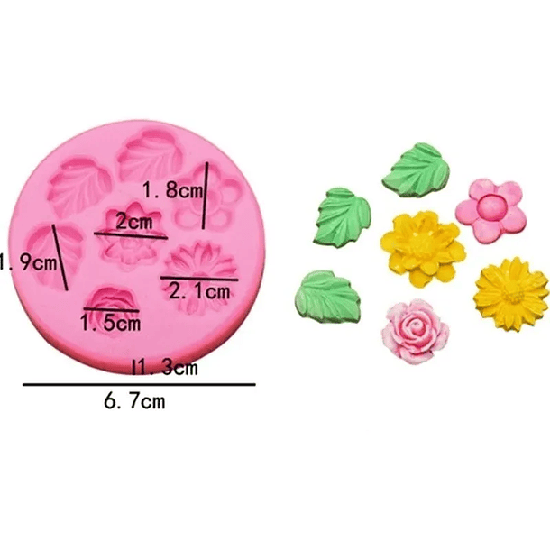 Molde silicona Flores y Hojas fondant 4