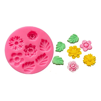 Molde silicona Flores y Hojas fondant