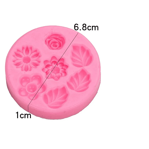 Molde silicona Flores y Hojas fondant 3