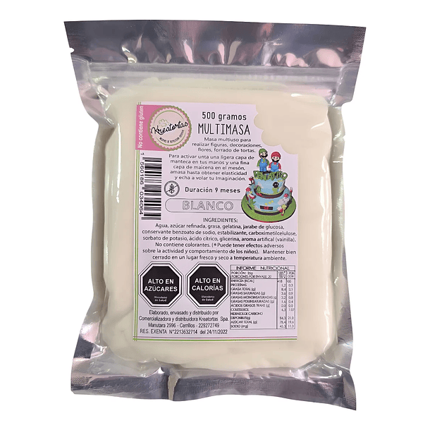 Fondant Multimasa 500[g] Blanco Kreatortas  