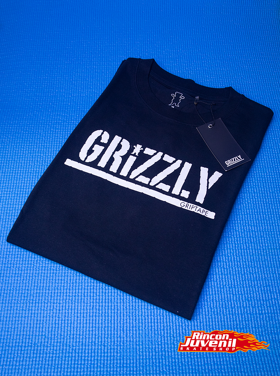 Polera Grizzly  Print Stamped Black
