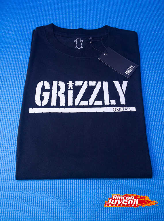 Polera Grizzly  Print Stamped Black