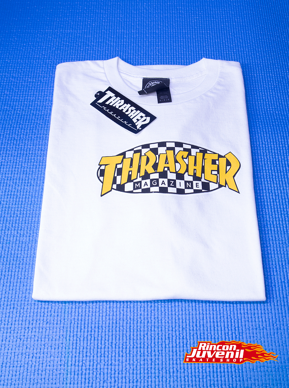 Polera Thrasher Checkered Oval White