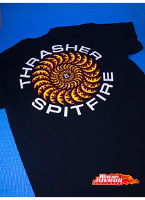 Polera Thrasher X Spitfire Classic Swirl Black 